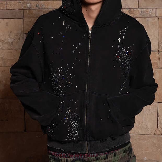 비엑세스 Starry Rhinestone Hoodie