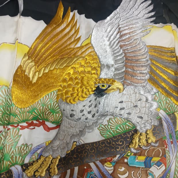 독수리 자수 일본 하오리