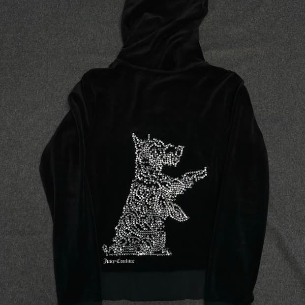 쥬시꾸뛰르 퍼피 블랙 벨벳 후드집업 y2k 갸루 괴짜 펑크 러힙