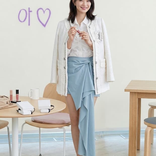 이태리 더베라 체인 트위드 자켓