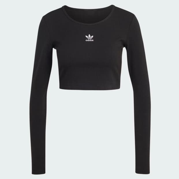 아디다스 에센셜 립 크롭 티 L