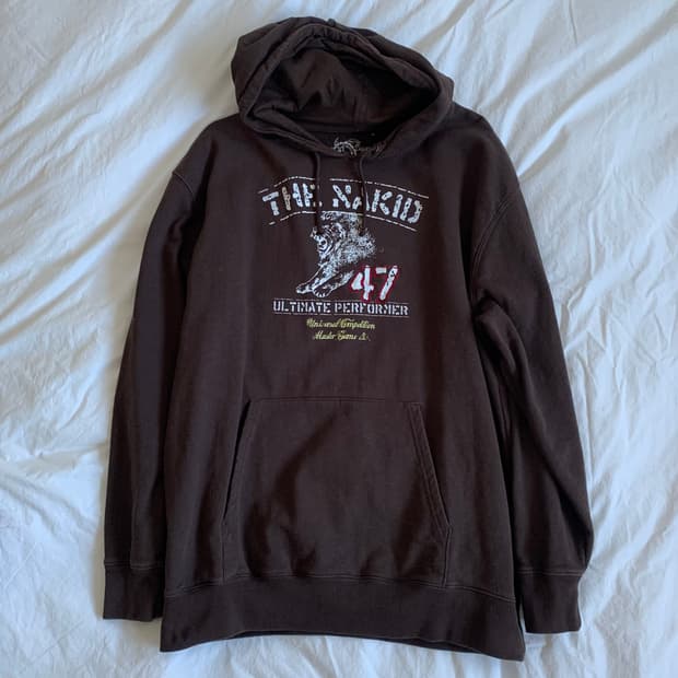 브라운 프린팅 후디