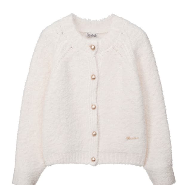 Reete 부클 라운드넥 가디건 ivory