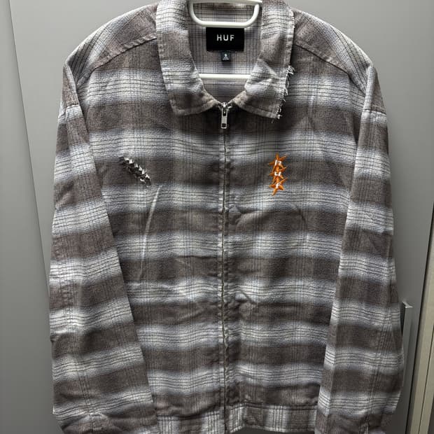 HUF 체크 크롭 집업 셔츠 M