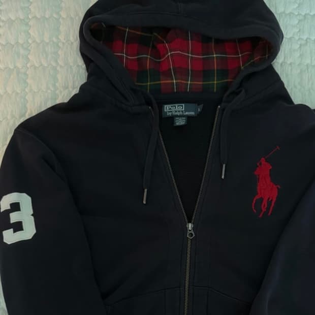 폴로 빅포니 후드집업 네이비