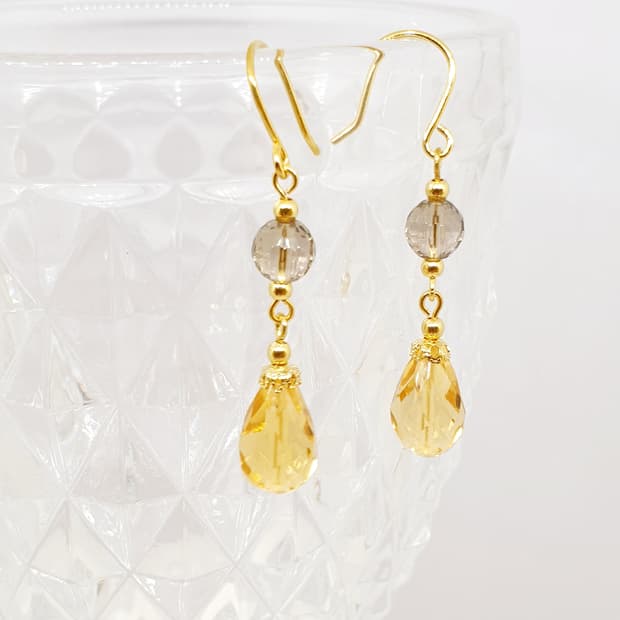 시트린 브리올릿 드롭 귀걸이