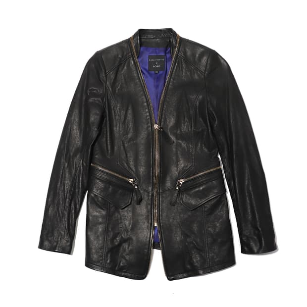 칼이석태 x 로보 골드 지퍼 램스킨 가죽재킷 women 55