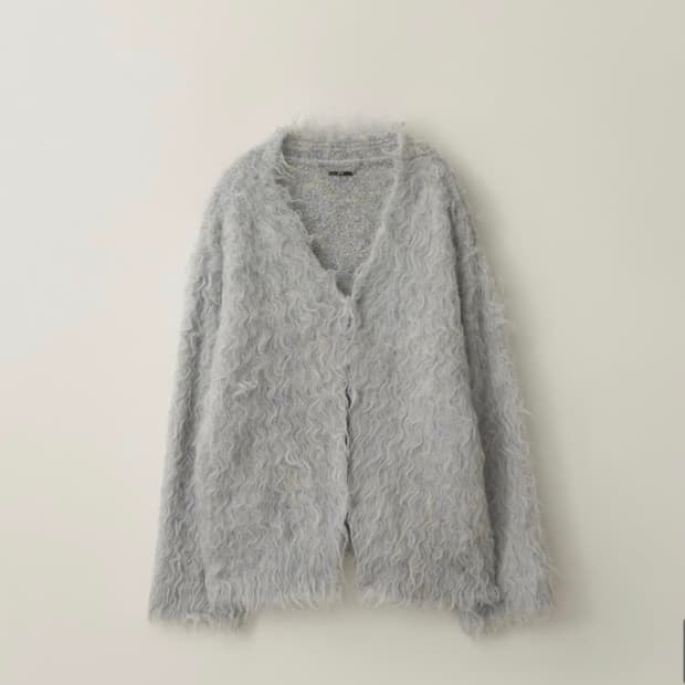 더티스 웨이브  플러프 울니트 가디건 라이트블루