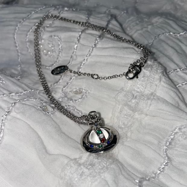 비비안웨스트우드 아카이브 클리어 크리스탈 3d orb 팬던트 목걸이