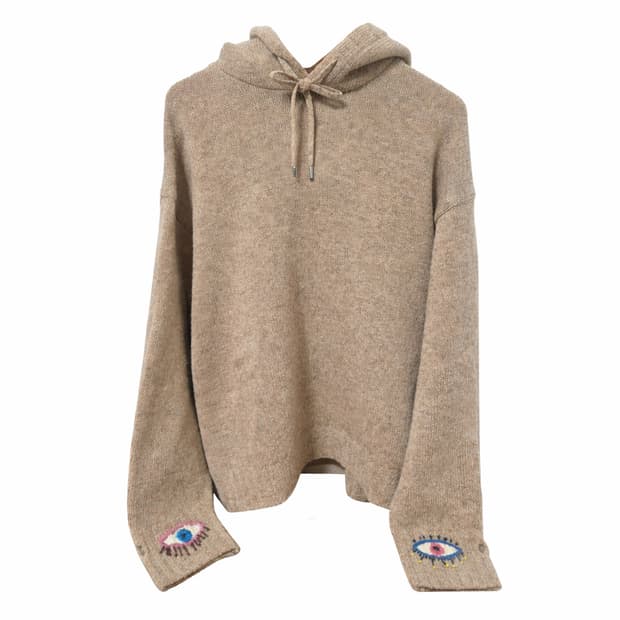 캐피탈 5G 울 후드 스웨터 스피크이지 자수 베이지