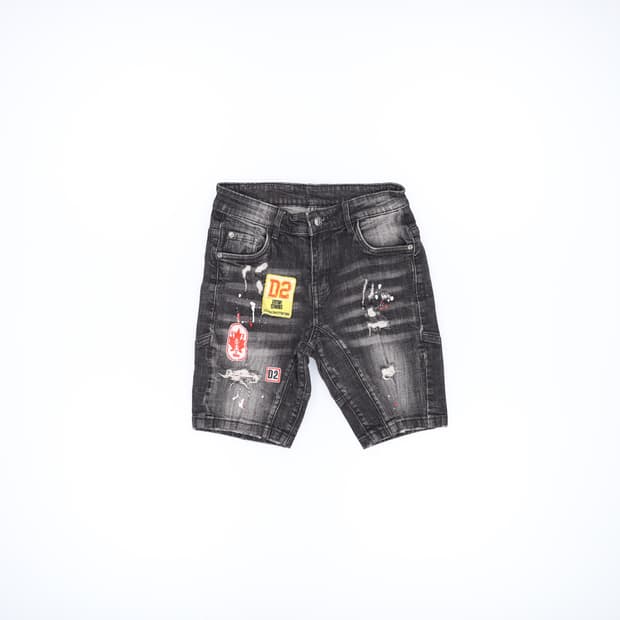 허리단34.5 빈티지 흑청 데님반바지 0320H1