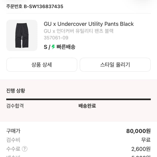 GU x 언더커버 유틸리티 팬츠 블랙