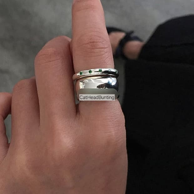 UNISEX_실버925 그린 오닉스 링 반지