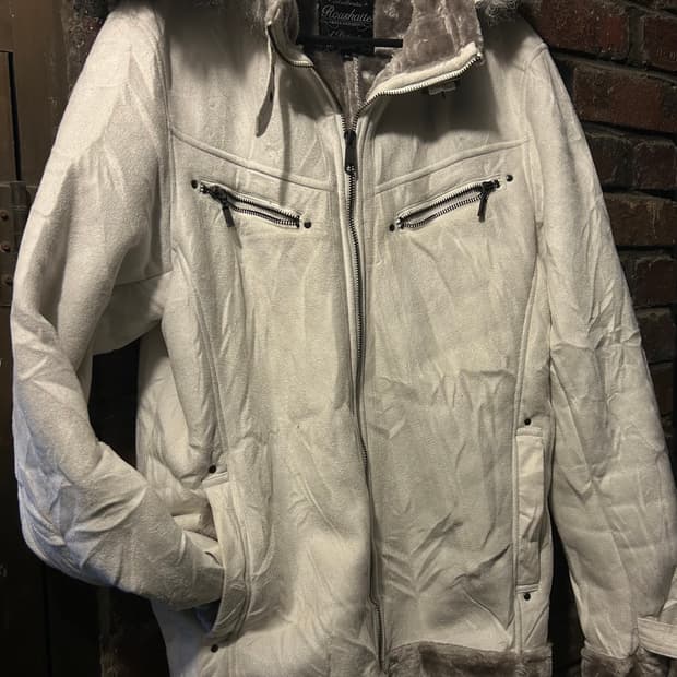 2000s JPN v-kei 화이트 퍼 무스탕 자켓