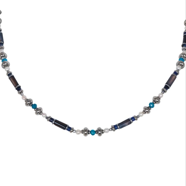 Blue Denim Necklace 애퍼타이트 담수진주 원석목걸이