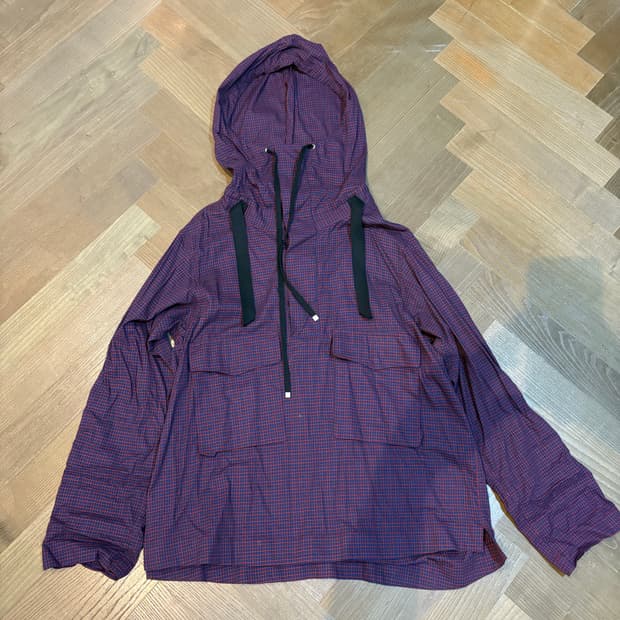 미하라 야스히로 체크 후드 하프셔츠