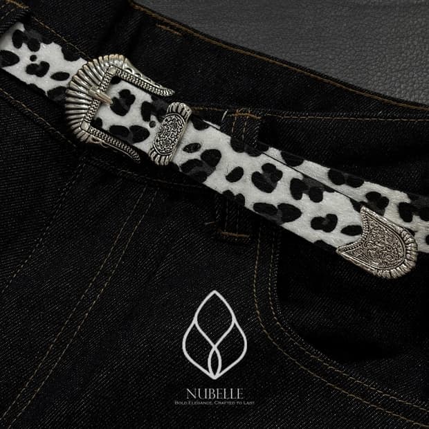 🌗 Leopard western belt / 호피 송치털 웨스턴 벨트