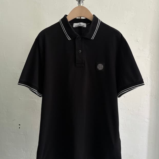Stone Island 스톤아일랜드 블랙 로고 카라티