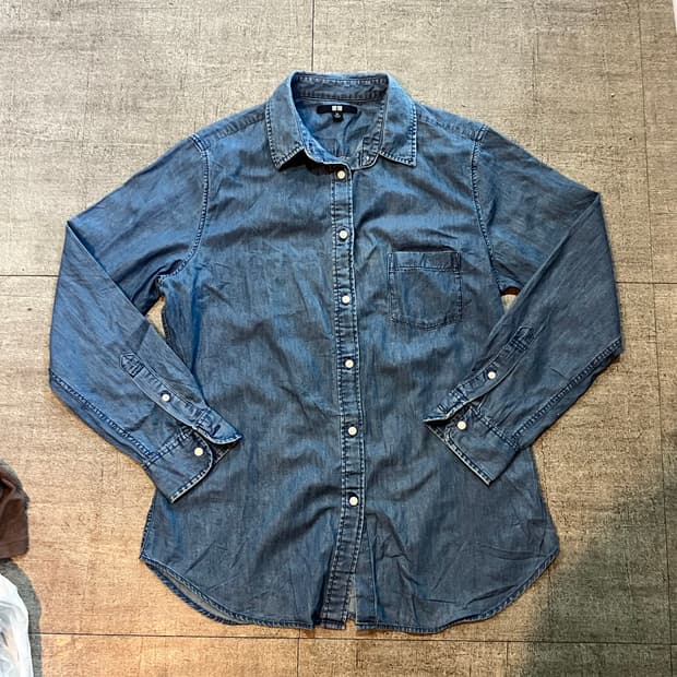 Uniqlo 유니클로 올드스쿨아메카지 원포켓 데님셔츠