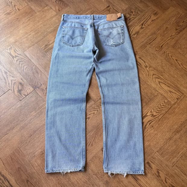 [34]90's 리바이스 501 Made in USA 연청 데님 팬츠