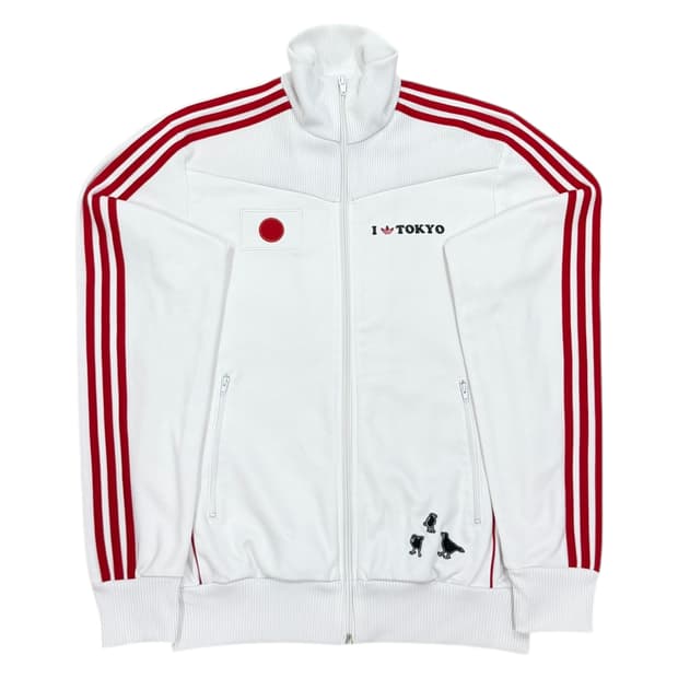 아디다스 빈티지 도쿄 트랙탑 져지 자켓 화이트 레드 M 95