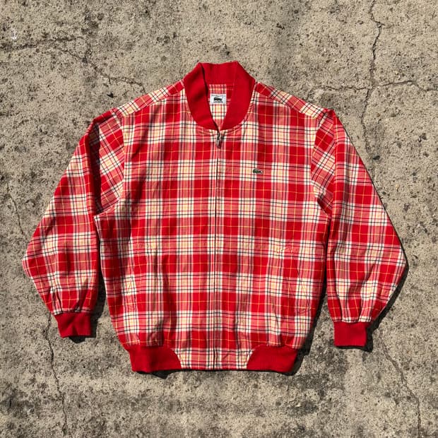(L) 90s 서광 라코스테 체크 블루종 자켓