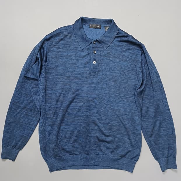 [L] 빈티지 블루 멜란지 긴팔 폴로 니트
