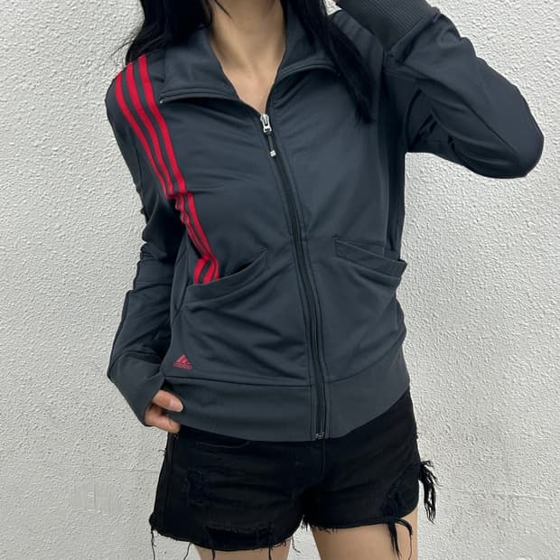 아디다스 딥핑크 프론트라인 차콜 집업 L