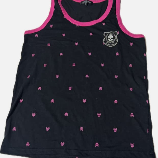 스컬 프린팅 해골 슬리스리스 나시