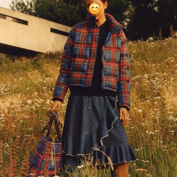 유니클로 x JW앤더슨 체크 다운 숏패딩 L