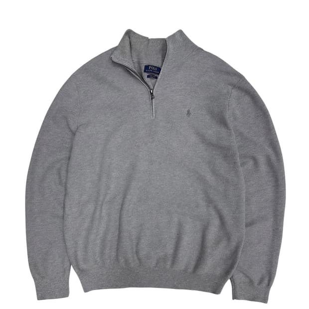 폴로 피마코튼 하프집업 니트 그레이 (XL)