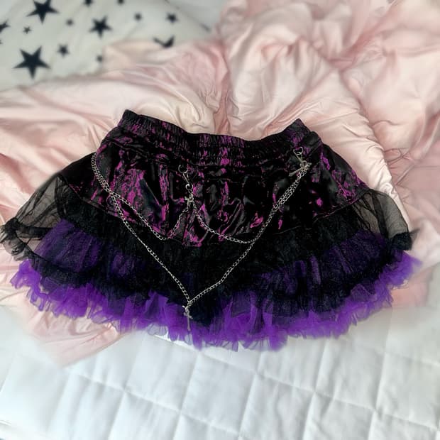 Punk lace jacquard Veil Skirt