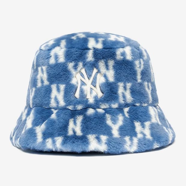 엠엘비MLB 모노그램 밍크 후리스 버킷햇 NY (D.Blue)