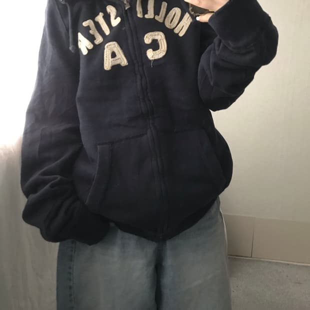 홀리스터 네이비 울프죠 후드집업