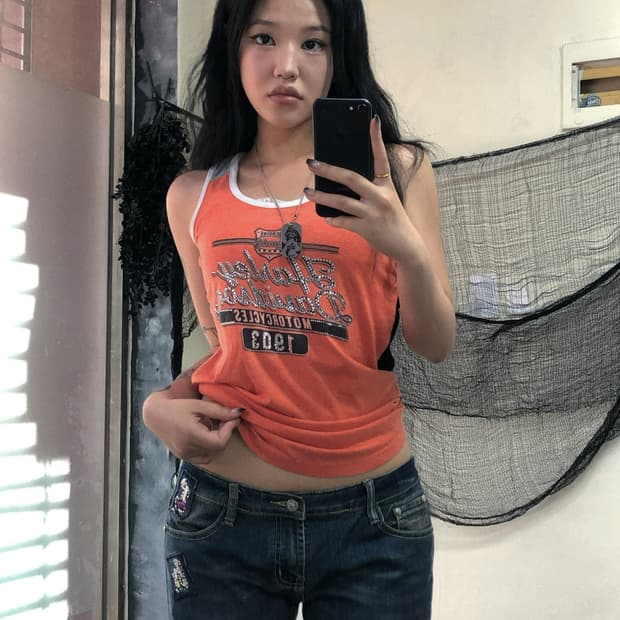 할리데이비슨 큐빅 레터링 슬리브리스