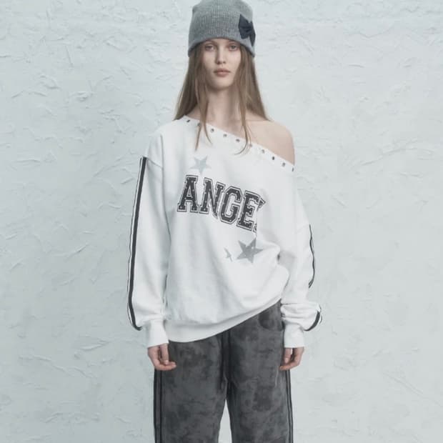 셋업이엑스이 아일렛 앤젤 맨투맨 화이트