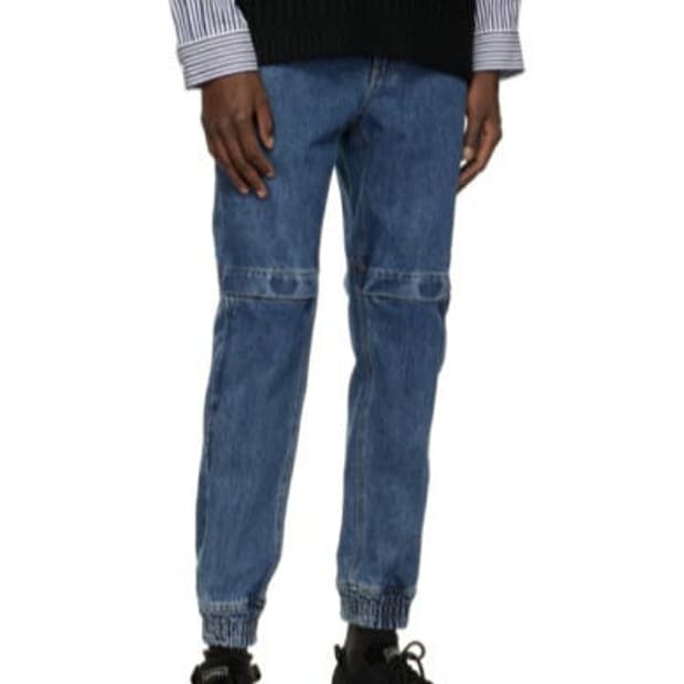 [50/34] 준지 22FW 무릎 조거 데님 중청