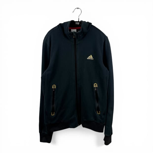 (100) 아디다스 트레이닝 후드집업 블랙