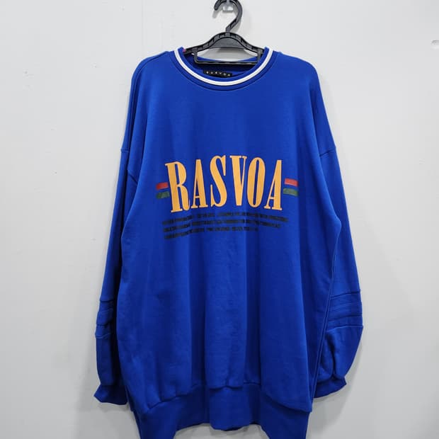 RASVOA 파란색 맨투맨 티셔츠 여성 프리사이즈