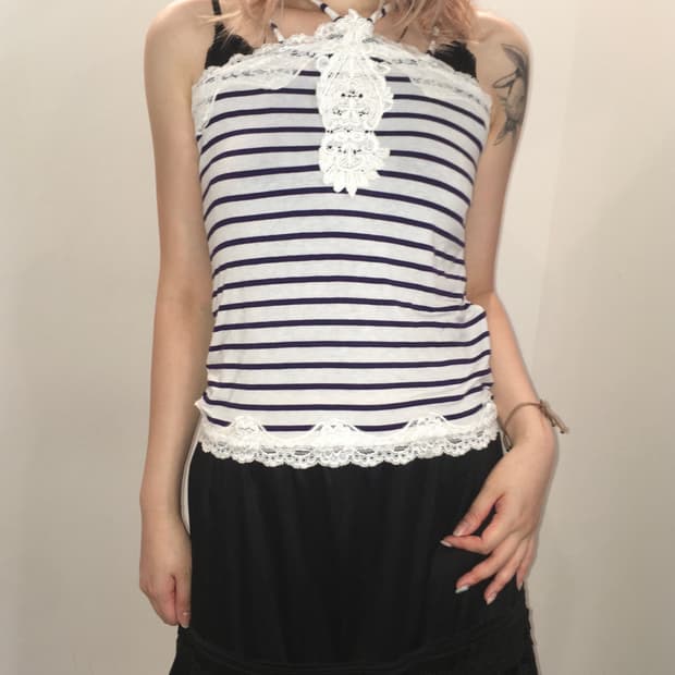 jpn vintage stripe halter sleeveless