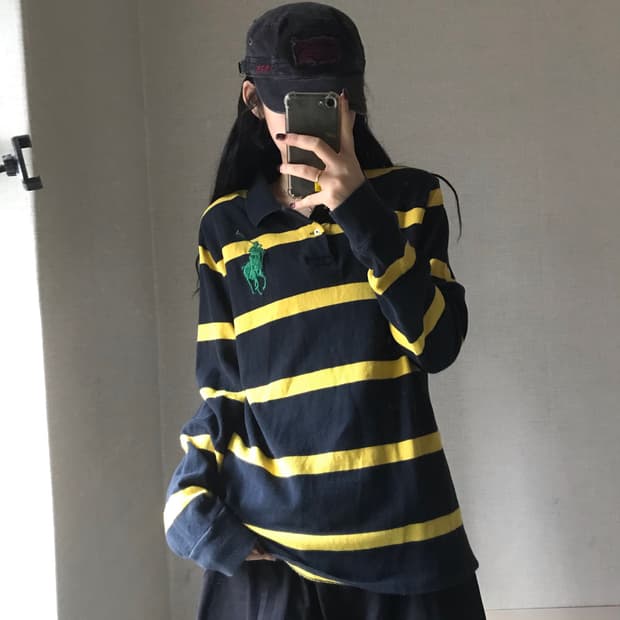 폴로 빅포니 스트라이프 럭비티셔츠