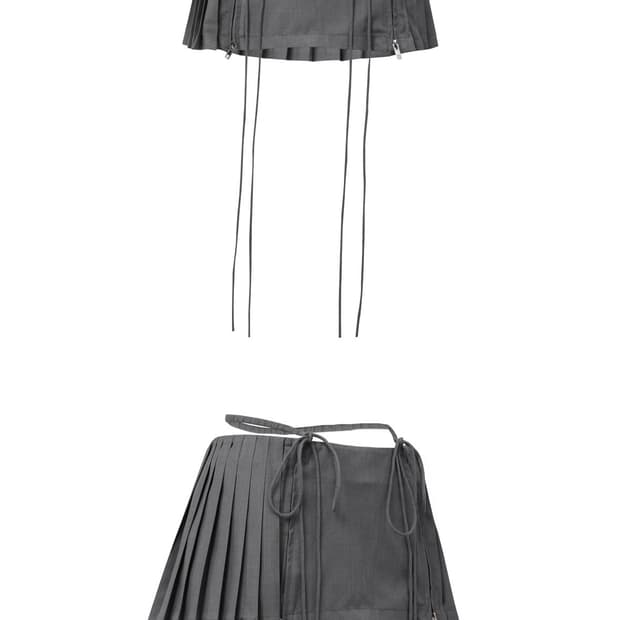 Nodress 그레이 로우라이즈 플리츠 스커트 s