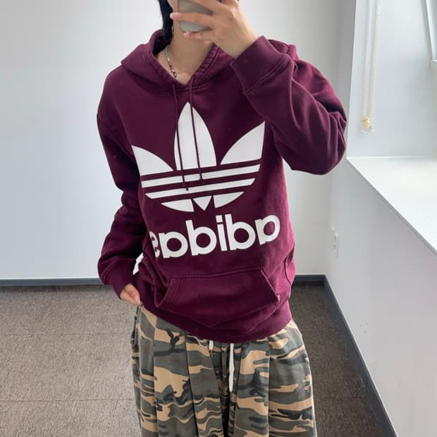 Adidas 아디다스 빅 파이어버드 버건디 후드티 