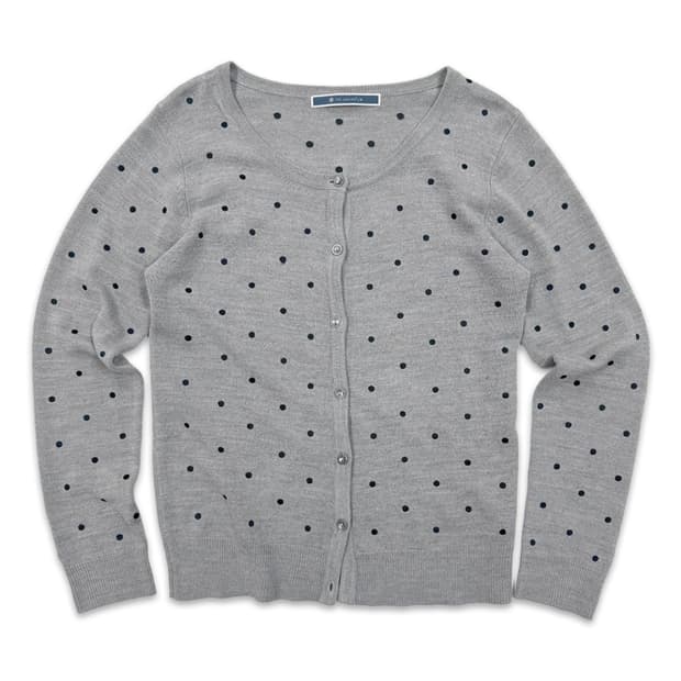 빈티지 그레이 도트 가디건