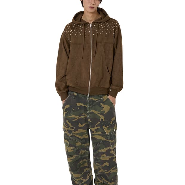 (택O) 오와이 OY 스웨이드 후디드 자켓 (m)