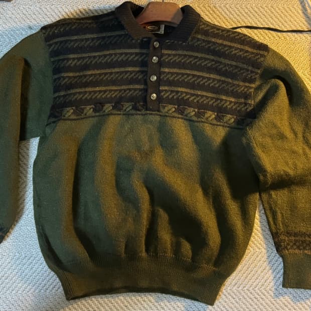 빈티지 노먼(NORMAN) 배색 카라 니트 (M)