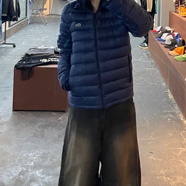 라코스테 블루 로고패치 구스다운 패딩 H1038