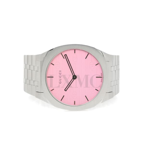 구찌 25H 시계 핑크 글래스 워치 38mm YA163410