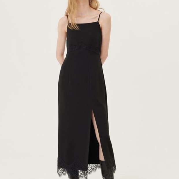 F) 오앨 OUEL 슬릿 레이스 슬립 드레스 블랙