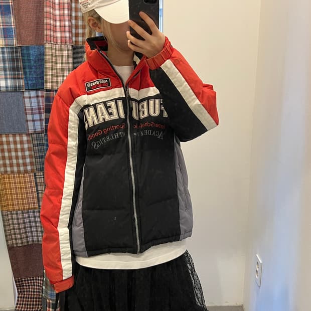 푸부 진스 레이싱 퀄팅 패딩